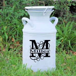 Monogram Family Name Milk Can Decal | Front door Decor | Front Porch Decor | Milk Can Decal