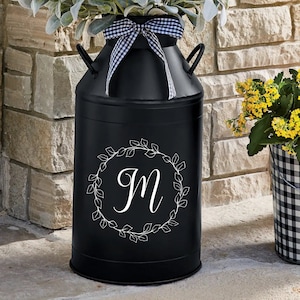 Wreath Personalized Monogram decal , Milk Can Decal Decorating, Wreath initial decal, Porch decorating, Milk Can decal only, Milk Can decal