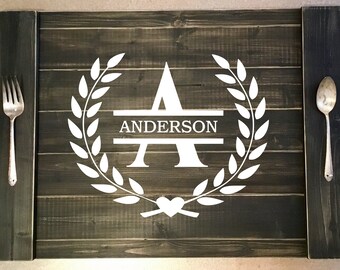 Wreath Monogram Noodle Board Decal | Last Name Initial Sticker