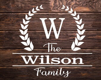 Wreath Monogram Decal, Noodle Board Decal, Wedding Vinyl Decal, Initial Wreath Decal, Monogram Letter Decal, Initial Sticker