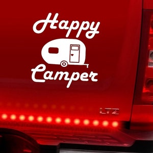 Happy camper decal | Happy camper sticker | mountain decal | camper decal | vintage camper | adventure decal | outdoor decal | laptop decal
