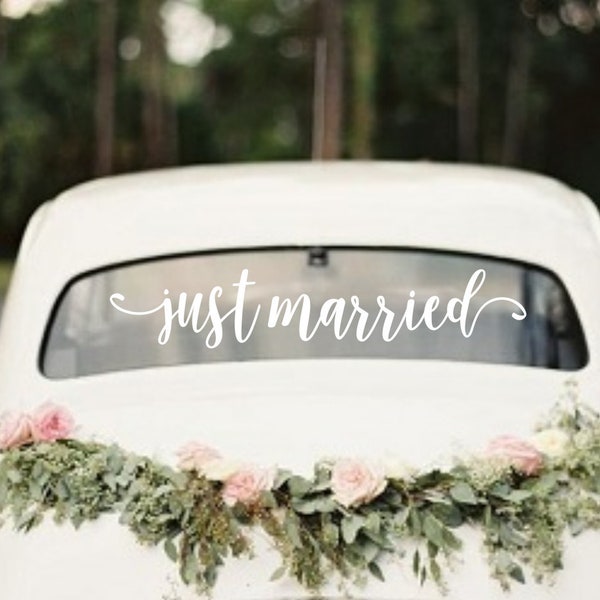 Just married decal | rustic wedding | bridal shower gift | engagement gift | wedding decor | custom wedding sign | barn wedding