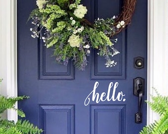 Hello Door Decal | Farmhouse Entryway Vinyl Lettering