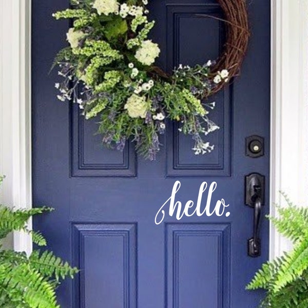 Hello Door Decal | Farmhouse Entryway Vinyl Lettering
