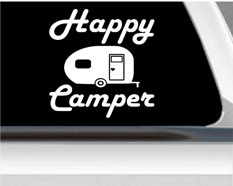 Happy Camper Decal | Happy Camper Sticker | Mountain Decal | Camper ...