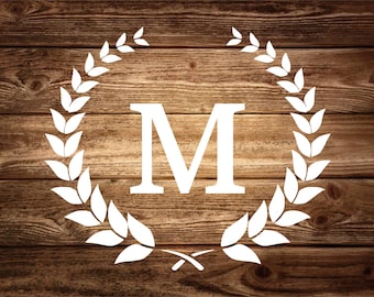 Noodle Board Decal | Wreath Monogram Decal | Last Name Decal | Last Name Initial | Wedding Decals for Signs | Noodle Board sticker