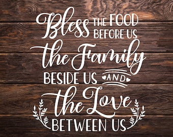 Noodle Board Decal / Dining Room Decal / Bless The Food Before Us / Meal Prayer Decal / Religious / Kitchen Decor