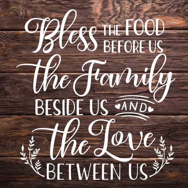 Noodle Board Decal / Dining Room Decal / Bless The Food Before Us / Meal Prayer Decal / Religious / Kitchen Decor