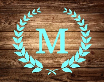 Noodle Board Decal | Wreath Monogram Decal | Noodle Board Sticker | Last Name Initial | Wedding Decals for Signs