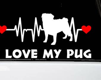 Pug decal | Laptop decal | Pug sticker | Custom Dog Decal | Dog Vinyl sticker | Car decal | Yeti Decal | Pug car decal | I love my pug decal