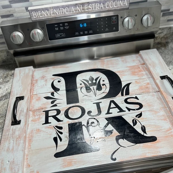 Stove Top Cover, Noodle Board, Stovetop Cover Decal, Wood Stove Cover, Personalized Wedding Gift, Custom Stove Top Cover Decal