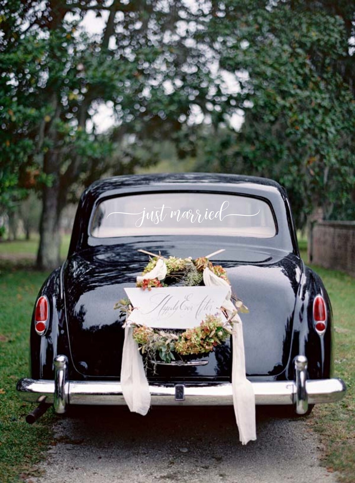 "Just Married" Personalized Car Window Vinyl Decal Sticker - Wedding Decor Decoration 3 thumbnail image