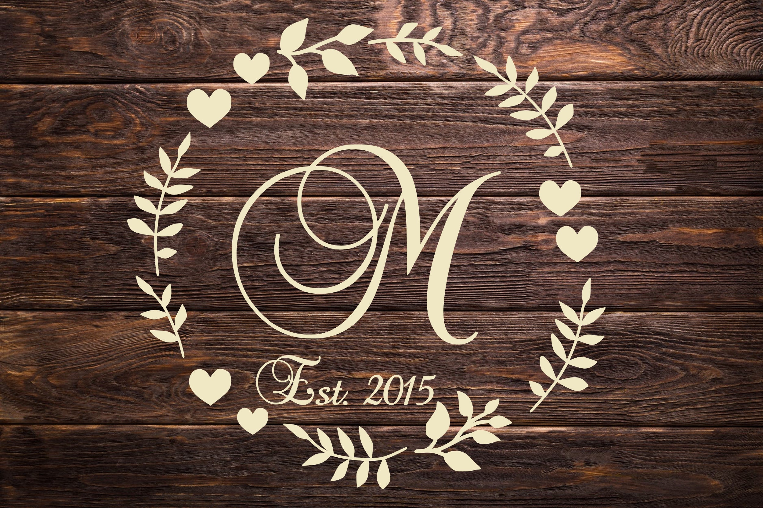 Wreath Monogram Decal | Wedding Decal |  Last Name Decal | Last Name …