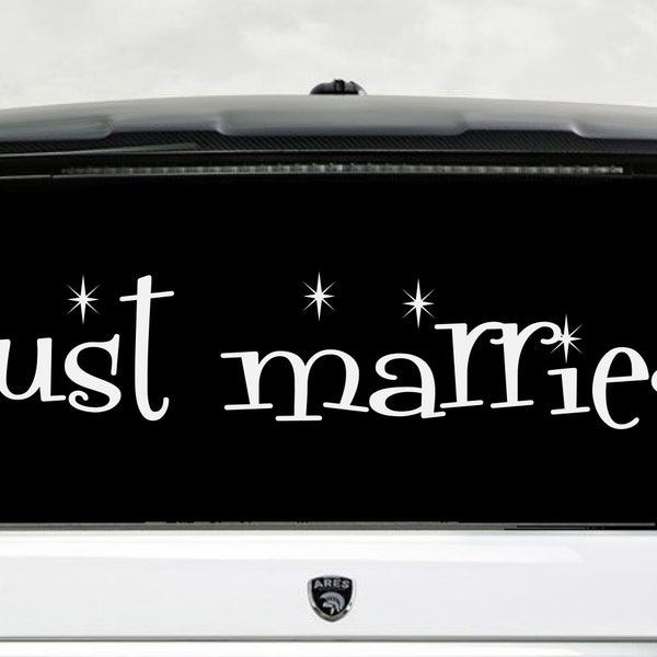 Just Married Vinyl Decal for Car Window - Personalized Wedding Car Decor, Getaway Car Decal, Bride and Groom Car Decal, Romantic Wedding Day