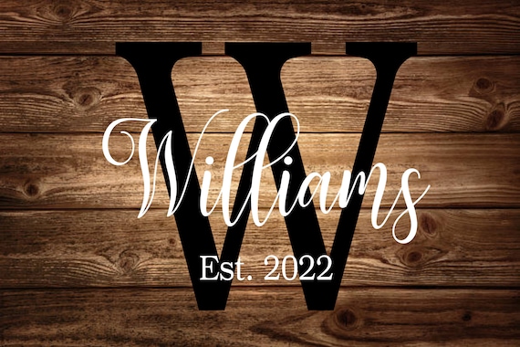Noodle Board Decal Personalized Name Wreath Monogram Decal Family Last Name Decal Initial Wall Decal Front Door Decal DIY Wedding Sign Decal