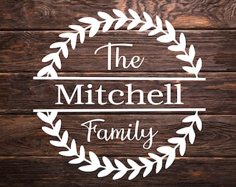 Wreath Monogram Decal | Noodle Board Decal | Wedding Decal |  Last Name Decal | Last Name Initial | Wedding Decals for Signs