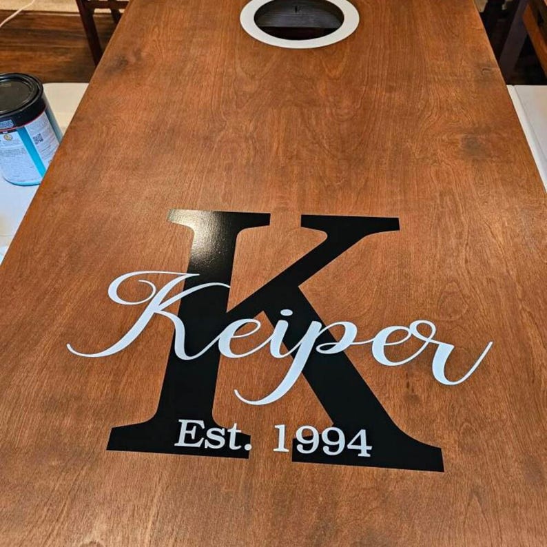 Noodle Board Decal Personalized Name Wreath Monogram Decal Family Last Name Decal Initial Wall Decal Front Door Decal DIY Wedding Sign Decal image 4