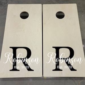 Wedding Sign Decal - Cornhole Monogram Decals - Set of Two Cornhole Board Game Decals -  Wedding Decoration