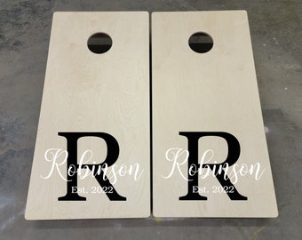 Wedding Sign Decal - Cornhole Monogram Decals - Set of Two Cornhole Board Game Decals -  Wedding Decoration