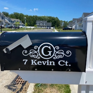 Personalized Mailbox Decal - Last Name Initial and Address Decal - Mailbox Vinyl Decals - Mailbox Monogram