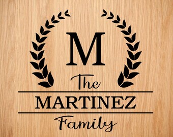 Wreath Monogram Decal, Noodle Board Decal, Wedding Vinyl Decal, Initial Wreath Decal, Monogram Letter Decal, Initial Sticker