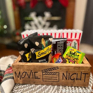 Movie Night box, Movie Night snack box, Movie Night gift box, Movie Night tray, Movie Night snack tray, Outdoor Movie Night tray, Wooden Box