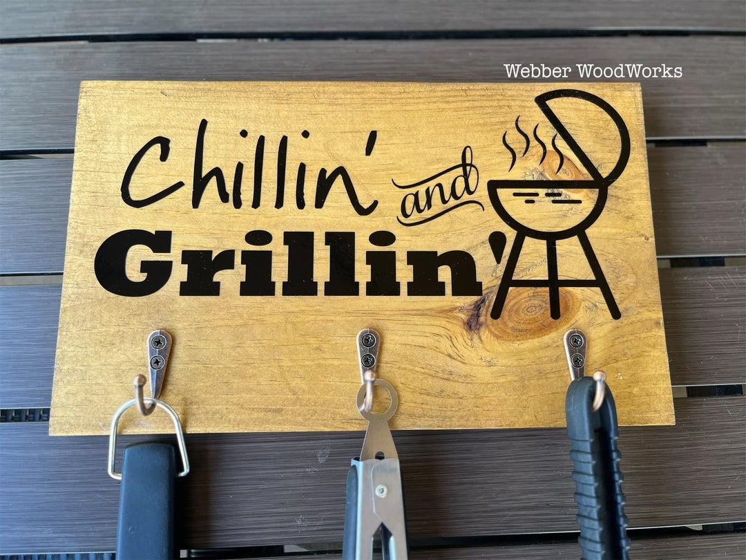 Wooden BBQ Utensil Holder Etsy