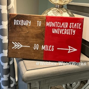 College Mileage Sign, Wooden College Miles Sign, Wooden College Gifts, College Gifts, College Sign, College Mileage Sign Gift, Grad Gifts