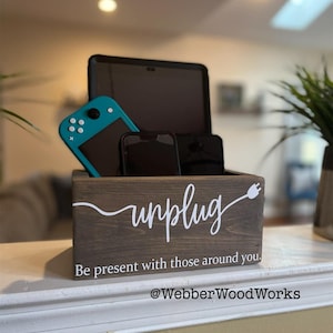 Unplug Wooden Box, Unplug Electronics Storage Box, Tech Time Out Box, Electronics Holder, Unplug & Be Present With Those Around You Wood Box