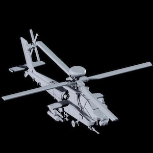 AH64D Apache Attack Helicopter 1/72 and 1/100 scale, 3D Resin Printed Near Modern War Flames Of War Team Yankee