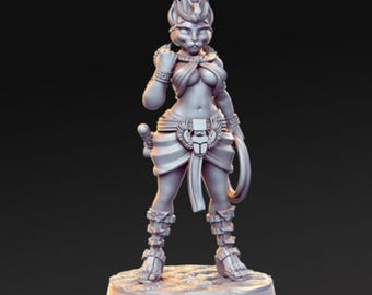 Cathramun Egyptian Lady, Cat Princess, Pharaos Mistress 32mm Miniatures Role Playing Table top games, Fantasy,Dungeons and Dragons 5E,