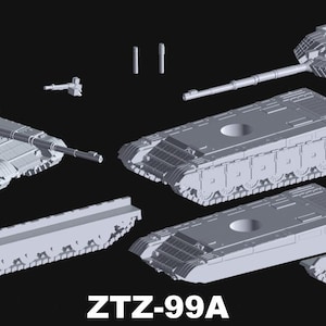 ZTZ 99A Tank 1/72 and 1/100 scale, 3D Resin Printed Near Modern War Flames Of War Team Yankee