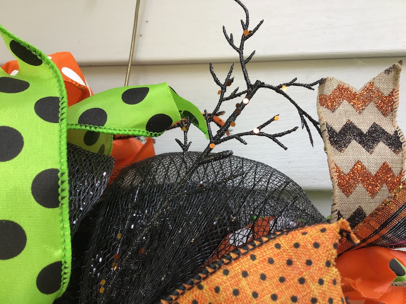 Deco Mesh Wreath Porch Decor Halloween Wreath Door Wreath Halloween Door Wreath Front Door Wreath Large Bow Wreath Smaller Wreath