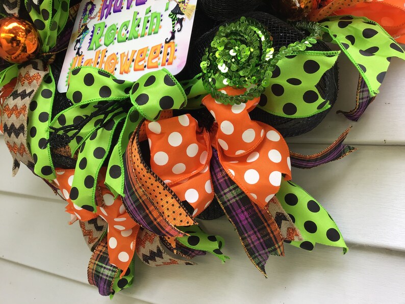 Deco Mesh Wreath Porch Decor Halloween Wreath Door Wreath Halloween Door Wreath Front Door Wreath Large Bow Wreath Smaller Wreath