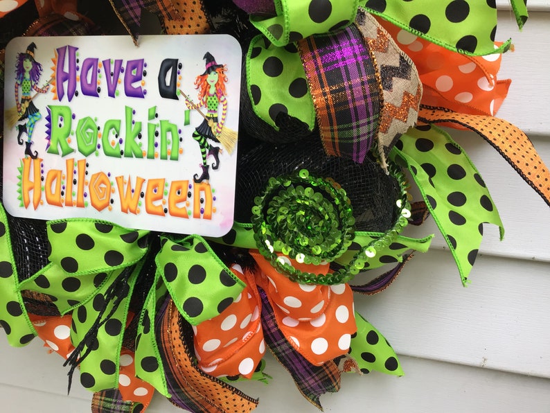 Deco Mesh Wreath Porch Decor Halloween Wreath Door Wreath Halloween Door Wreath Front Door Wreath Large Bow Wreath Smaller Wreath