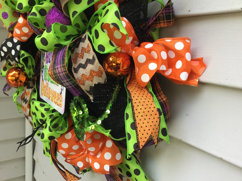 Deco Mesh Wreath Porch Decor Halloween Wreath Door Wreath Halloween Door Wreath Front Door Wreath Large Bow Wreath Smaller Wreath