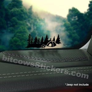 Camping Forest of Pine Trees Vinyl Decal, Window Bumper Sticker Easter Egg
