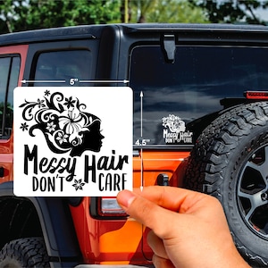 Messy Hair Don&#39;t Care Girl Offroad Decal Sticker