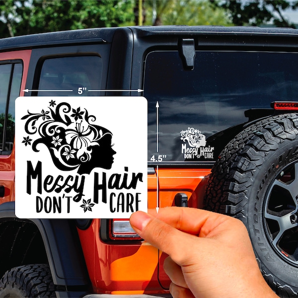 Messy Hair Don't Care Girl Offroad Decal Sticker