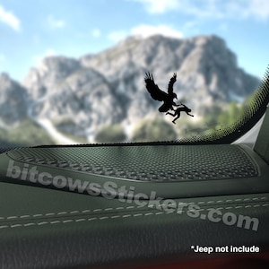 Bird taking person out of open SUV vehicle