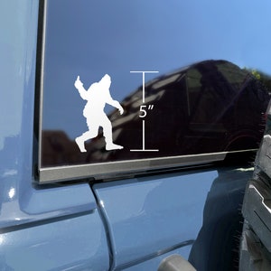 Bigfoot Middle Finger, Sasquatch, Yeti, Walking Vinyl Decal, Window Bumper Sticker