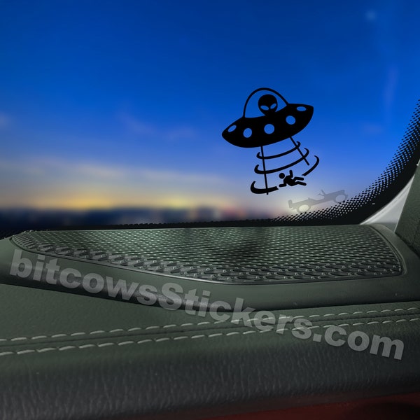 UFO Alien Abduction Windshield Decal Wrangler Space  Easter Egg