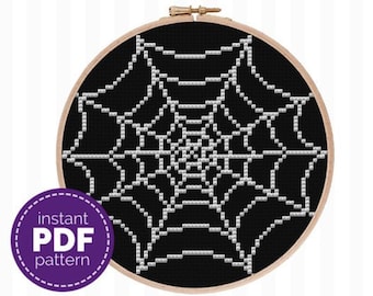 Halloween Cross Stitch Pattern Spider Web Cross Stitch Pattern DIY Halloween Decor Halloween Gift Spider Decor
