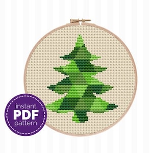 Modèle de point de croix d'arbre de Noël - un modèle moderne et convivial pour les débutants, parfait pour faire des cadeaux de Noël DIY !