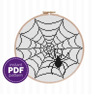 Spiderweb Cross Stitch Pattern Halloween Cross Stitch Pattern Cobweb Embroidery Spooky Cross Stitch Pattern Halloween Decor DIY Decor