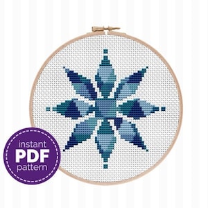 Modern Snowflake Cross Stitch Pattern - an Easy Geometric Snowflake Embroidery Pattern ideal for DIY Gifts