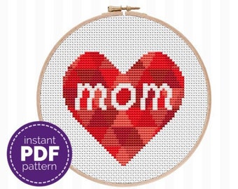 Mom Cross Stitch Pattern - this cute, modern cross stitch pattern helps you create the perfect DIY Mother's Day gift! Good for beginners!