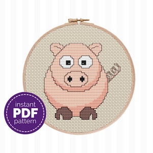 Pig Cross Stitch Pattern Beginner Cross Stitch Pattern Farm Animal Cross Stitch Pattern Nursery Cross Stitch Baby Shower Gift Gift for Her