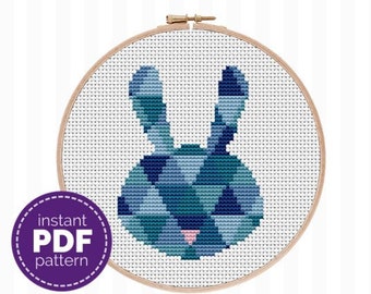 Easter Bunny Cross Stitch Pattern - this modern cross stitch pattern features a cute rabbit silhouette and geometric design!