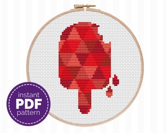 Popsicle Cross Stitch Pattern - embroider a cute frozen treat with this beginner pattern. Great for learning cross stitch - quick and easy!